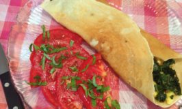 Breakfast Crepes with Scrambled Eggs, Kale & Fontina Cheese