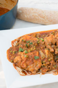 Braised Chicken & Artichokes over Linguini