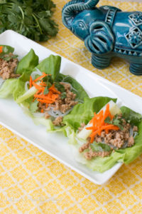 Asian Chicken & Rice Noodle Lettuce Wraps