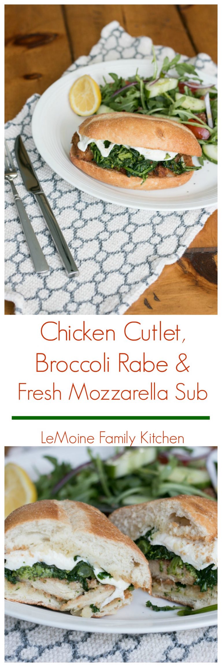 Chicken Cutlet, Broccoli Rabe & Fresh Mozzarella Sub LeMoine Family