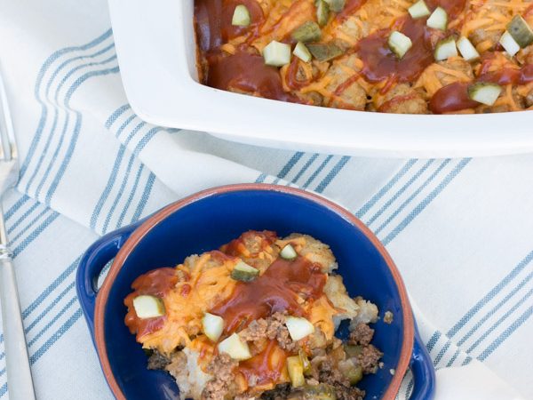 A while back I made Game Day Sliders that my family went wild for so keeping with that idea I came up with this fun and easy Cheeseburger Tater Tot Casserole! Perfectly seasoned organic ground beef topped with cheese, topped with tater tots, topped with cheese! This one is a winner! #claytonsorganic