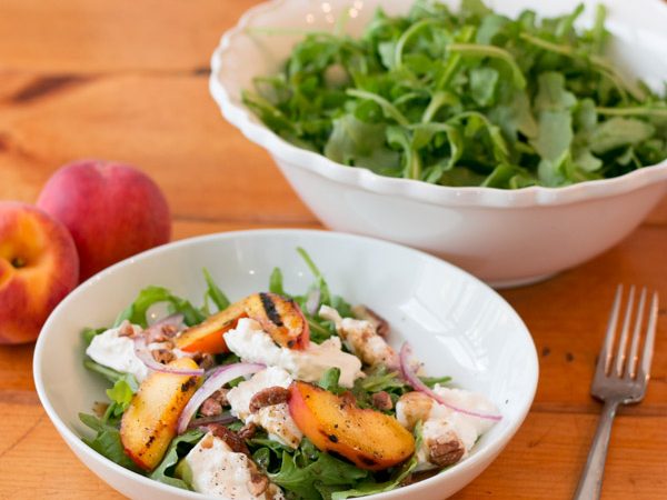 Grilled Peach, Burrata & Arugula Salad